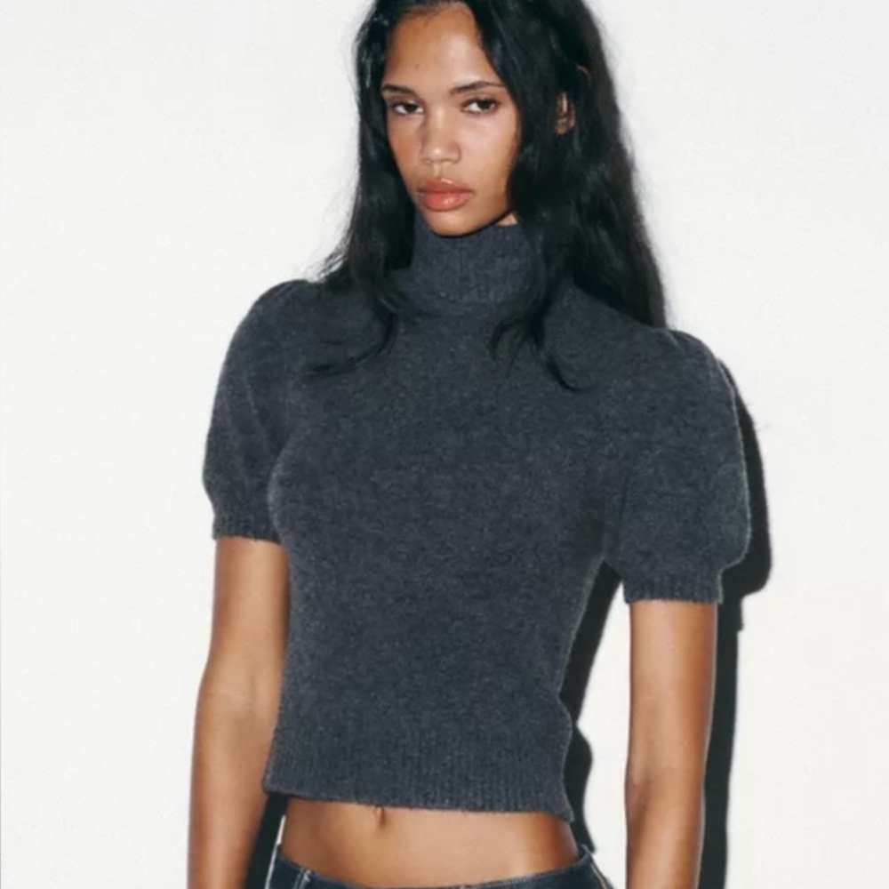 NWT Zara Puff Short Sleeve Sweater